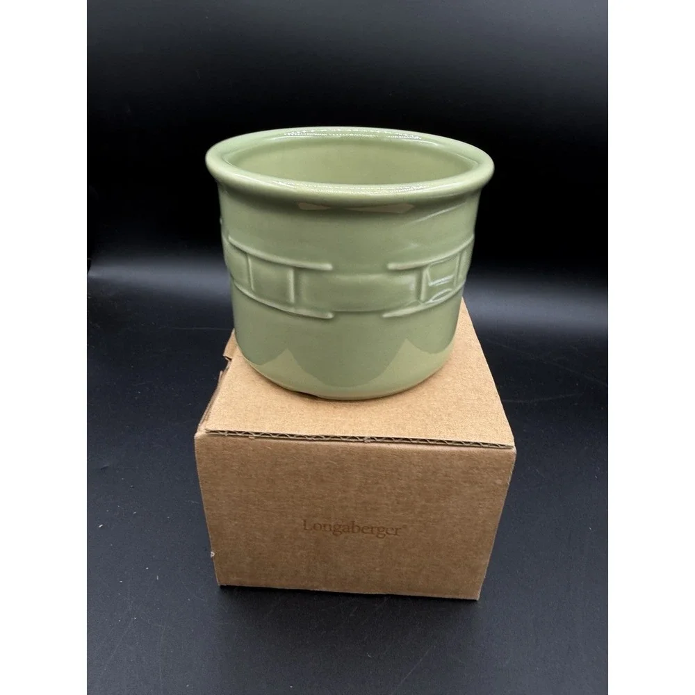 Longaberger Pottery 1 Pint Salt Crock 🌿🧂 Sage – NIB New in Box